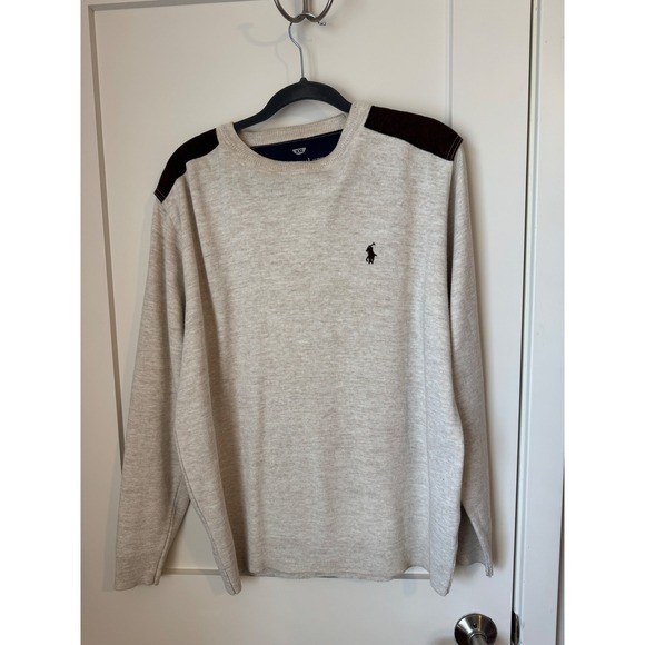 Polo Ralph Lauren Other - Polo Ralph Lauren Mens XXL Oatmeal Beige Cotton Crewneck Sweater Elbow Patches